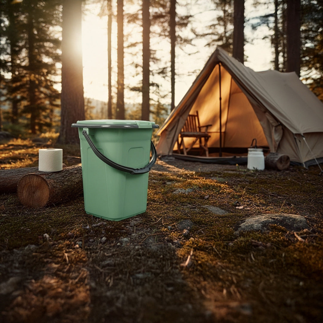 GreenBlue GB320GG Inodoro portátil practico WC 19l con tapa verde-gris