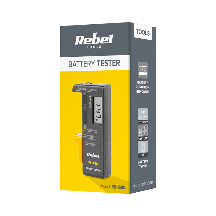 Comprobador digital de pilas REBEL 9 V, AAA, AA, C, D, RB-168D