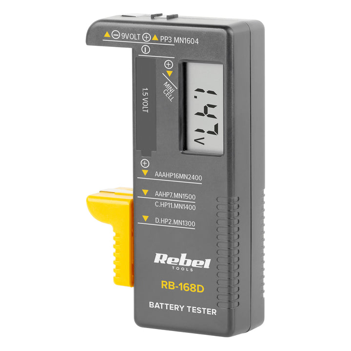 Comprobador digital de pilas REBEL 9 V, AAA, AA, C, D, RB-168D