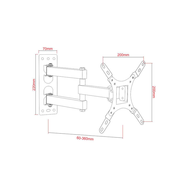 Soporte de TV ART, 17-42'', 25kg, negro, VESA 200x200, AR-57A