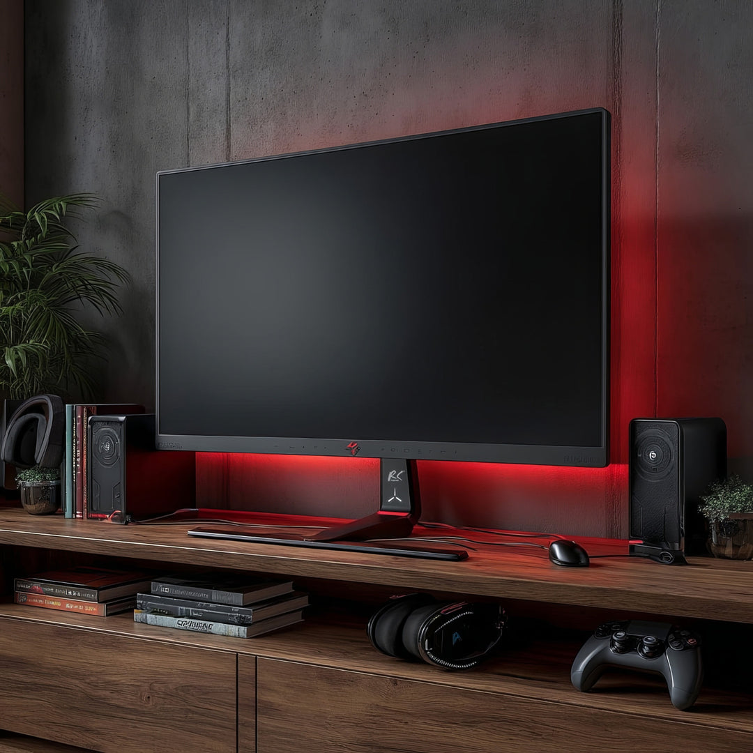 Suporte para monitor de jogos NanoRS, altura ajustável, LED RGB, 32-55", Max VESA 400x400, Max 40kg, RS167