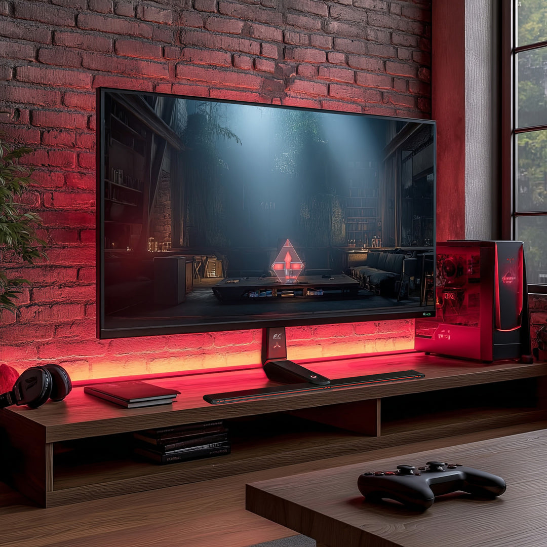 Suporte para monitor de jogos NanoRS, altura ajustável, LED RGB, 32-55", Max VESA 400x400, Max 40kg, RS167