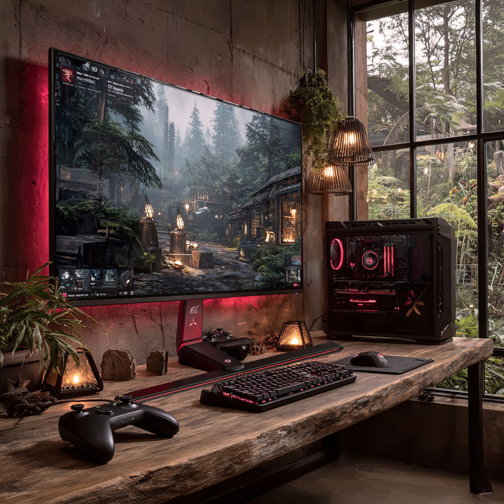 Suporte para monitor de jogos NanoRS, altura ajustável, LED RGB, 32-55", Max VESA 400x400, Max 40kg, RS167