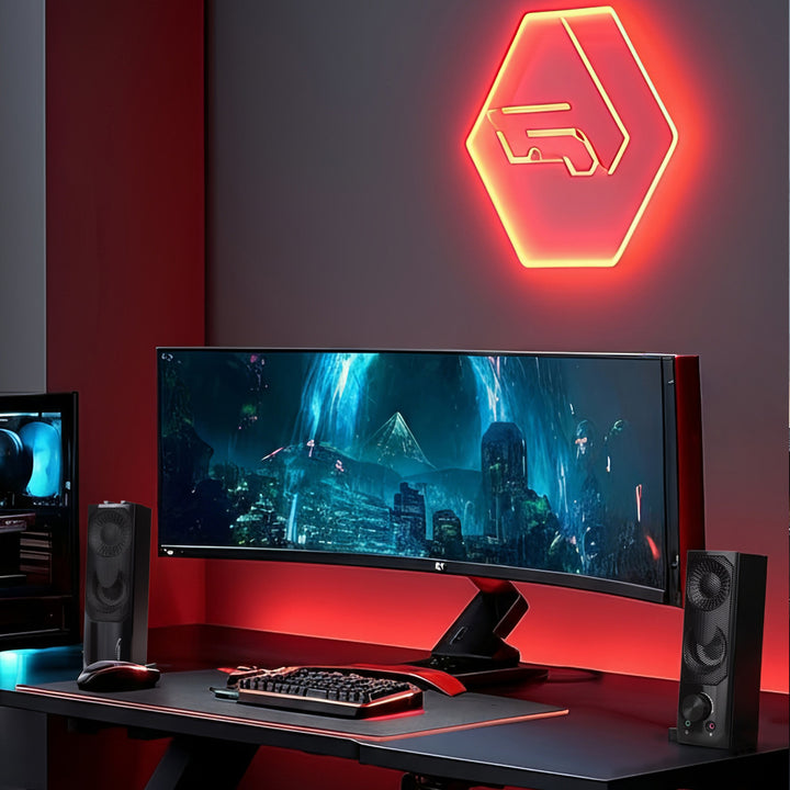 Alto-falante 2 em 1 2.0 para PC com função de barra de som RGB Backlight Alto-falante estéreo 2x3W RMS Fonte de alimentação AUX 3,5mm USB