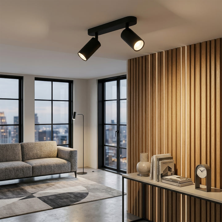 Lámpara de techo/pared de Maclean, spot, móvil, aluminio, 2xGU10, 55x100mm, negro mate, MCE452 B