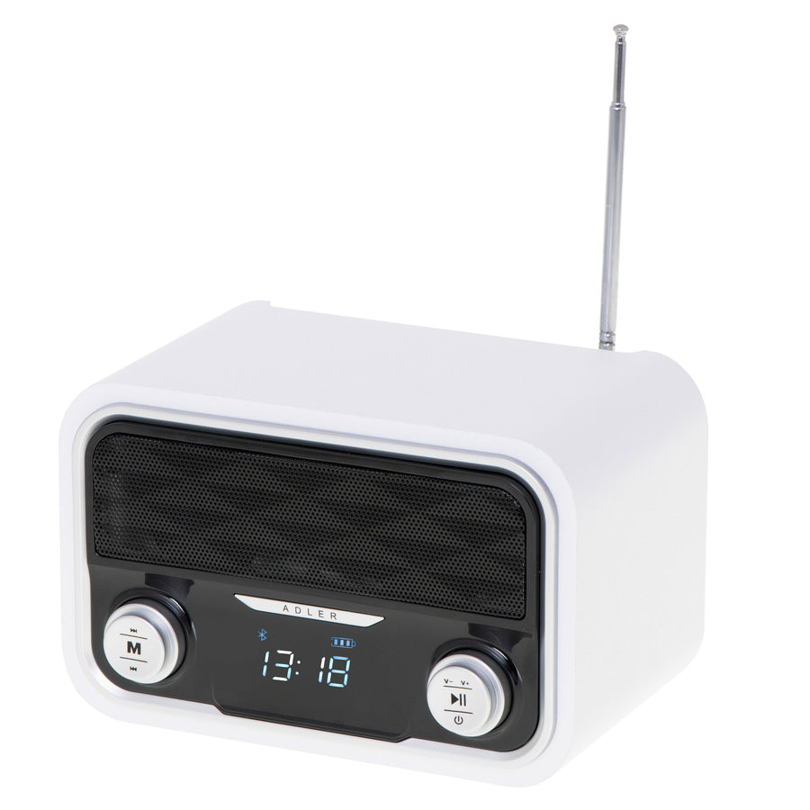 Rádio FM Bluetooth 1800 mAh SD USB MP3 AUX LCD Adler AD 1185