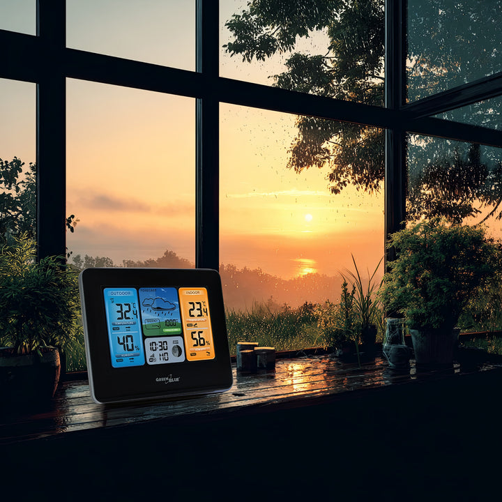 GreenBlue WiFi Estação Meteorológica Suporte TUYA Sensor Externo Calendário Previsão do Tempo Barômetro GB215