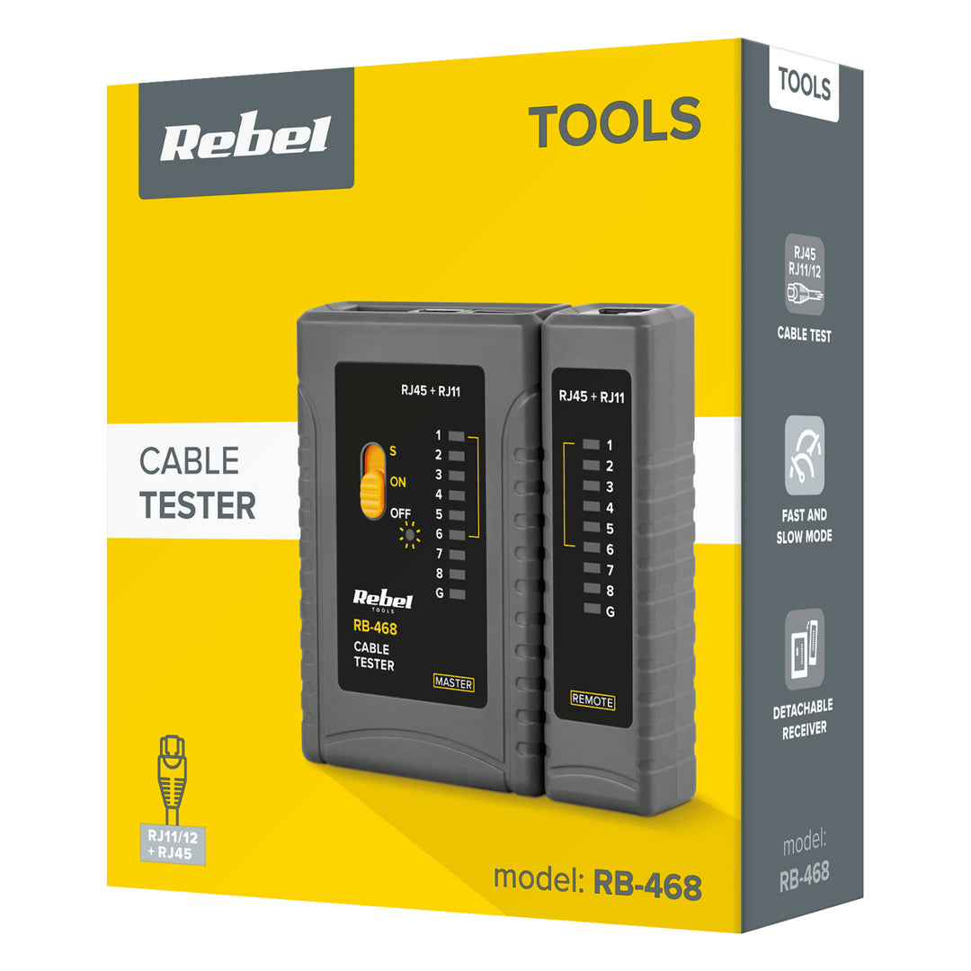 Comprobador de líneas telefónicas RJ11 R12 RJ45 REBEL RB-468