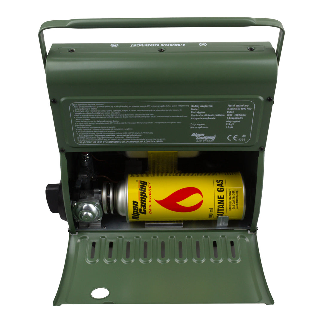 Alpen Camping Estufa de gas portátil, consumo de gas 124 g/h, encendido piezoeléctrico, IK-1000 PRO, ICELAND