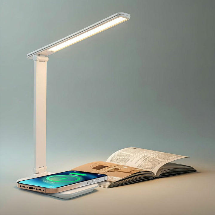 Lâmpada de mesa LED regulável Lâmpada de mesa de 9W com carregador de indução Qi