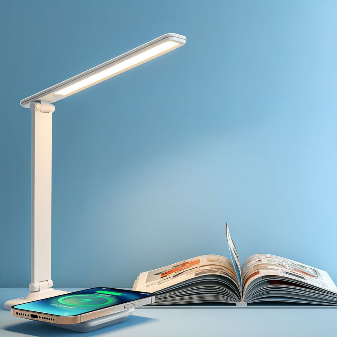 Lâmpada de mesa LED regulável Lâmpada de mesa de 9W com carregador de indução Qi