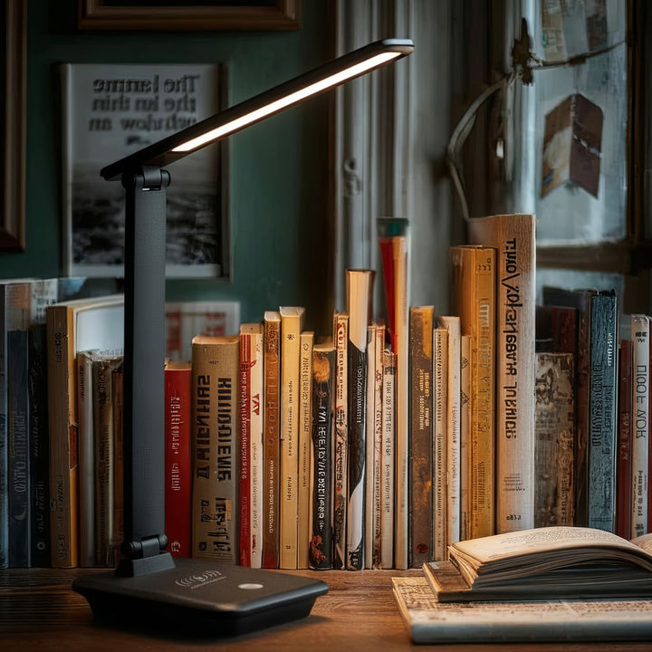 Lâmpada de mesa LED regulável Lâmpada de mesa de 9W com carregador de indução Qi