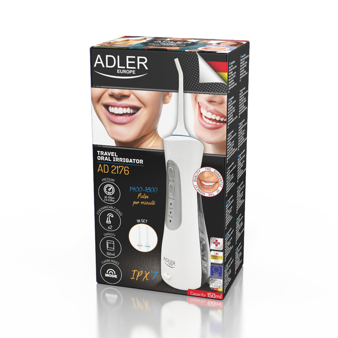 Irrigador de viaje Adler AD 2176 y 2 cabezales giratorios intercambiables