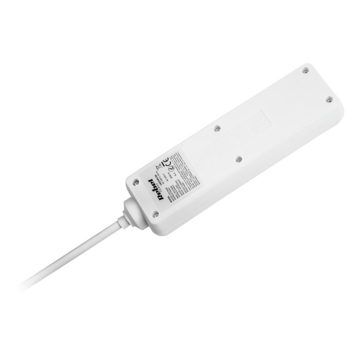 Cable alargador blanco Rebel 3 tomas , cable 3m (3x1,5mm) con interruptor