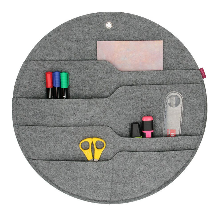 Organizador mural de fieltro Bertoni Círculo XL diámetro 45 cm - gris, 4 bolsillos