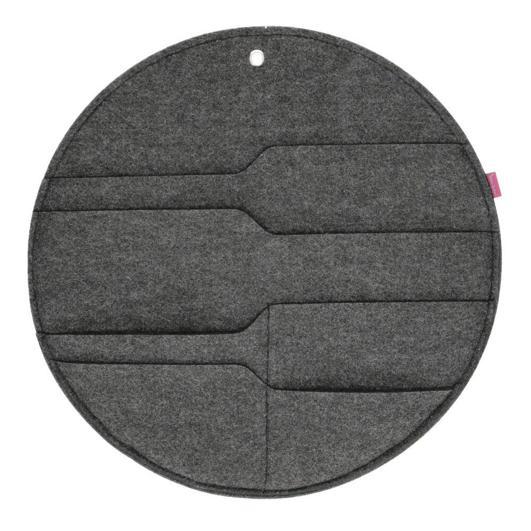 Organizador mural de fieltro Bertoni Círculo XL diámetro 45 cm - antracita, 4 bolsillos