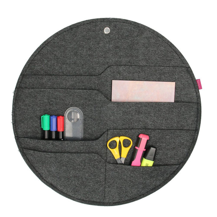Organizador mural de fieltro Bertoni Círculo XL diámetro 45 cm - antracita, 4 bolsillos