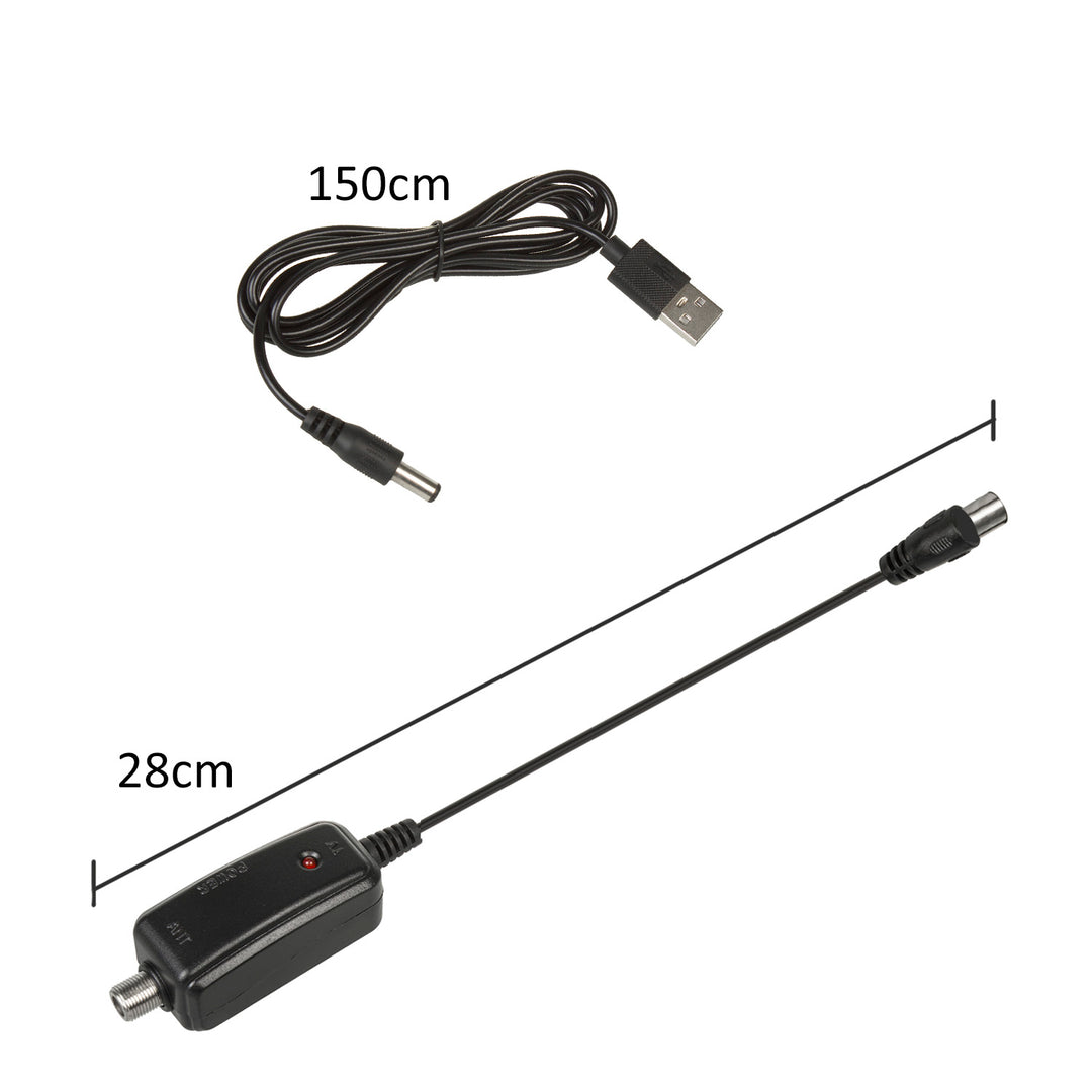 Antena de TV direcional DVB-T MUX 8 + adaptador USB 5V