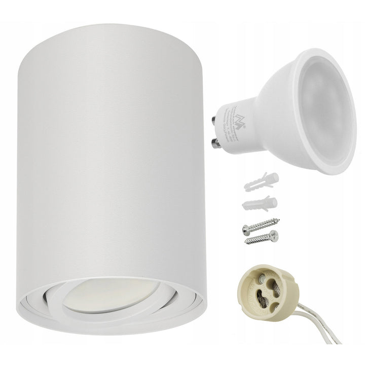 Candeeiro de teto redondo branco Maclean MCE422 + lâmpada LED GU10 5W 4000K