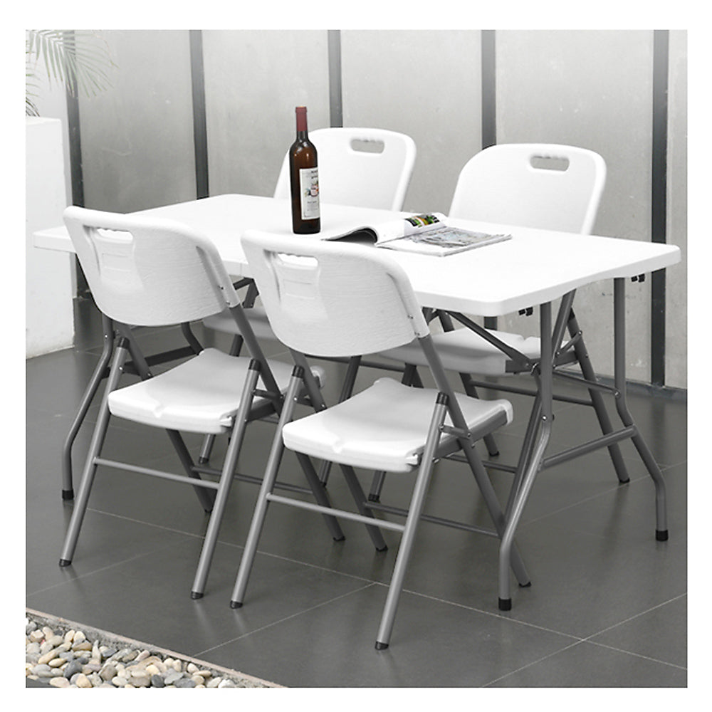 Mesa rectangular de plástico GreenBlue 180 x 74 x 74 cm + 4× silla de jardín GreenBlue
