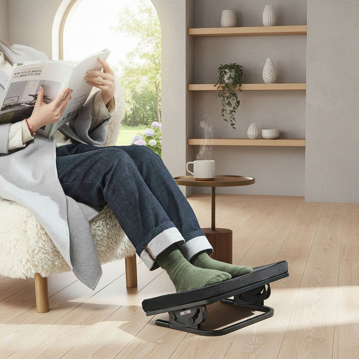 Maclean MC-460 Reposapiés Ergonómico, Reposapiernas, Ángulo Infinitamente Ajustable, Cojín Extraíble