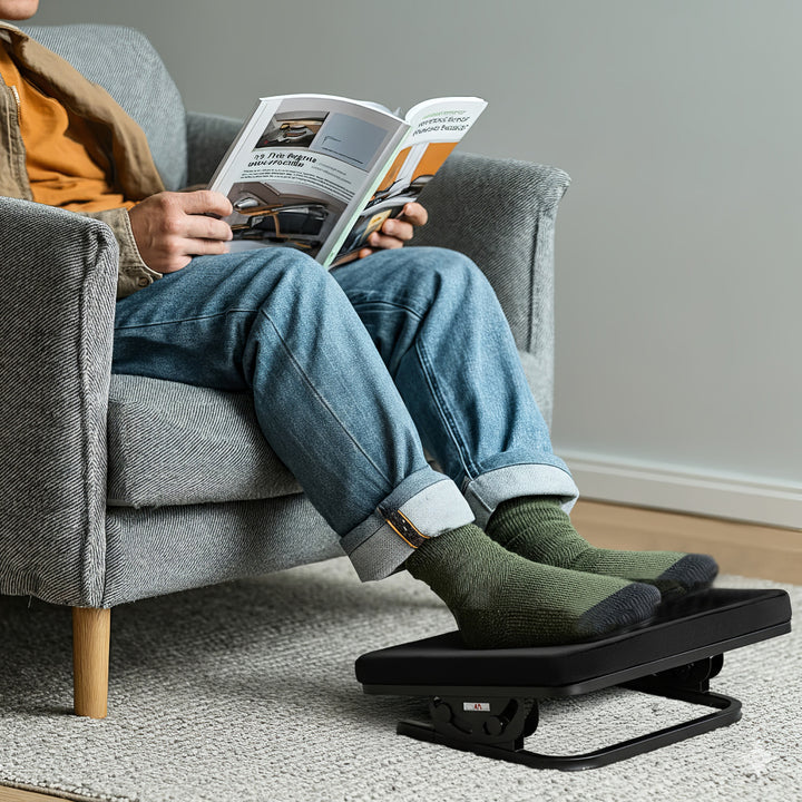 Maclean MC-460 Reposapiés Ergonómico, Reposapiernas, Ángulo Infinitamente Ajustable, Cojín Extraíble