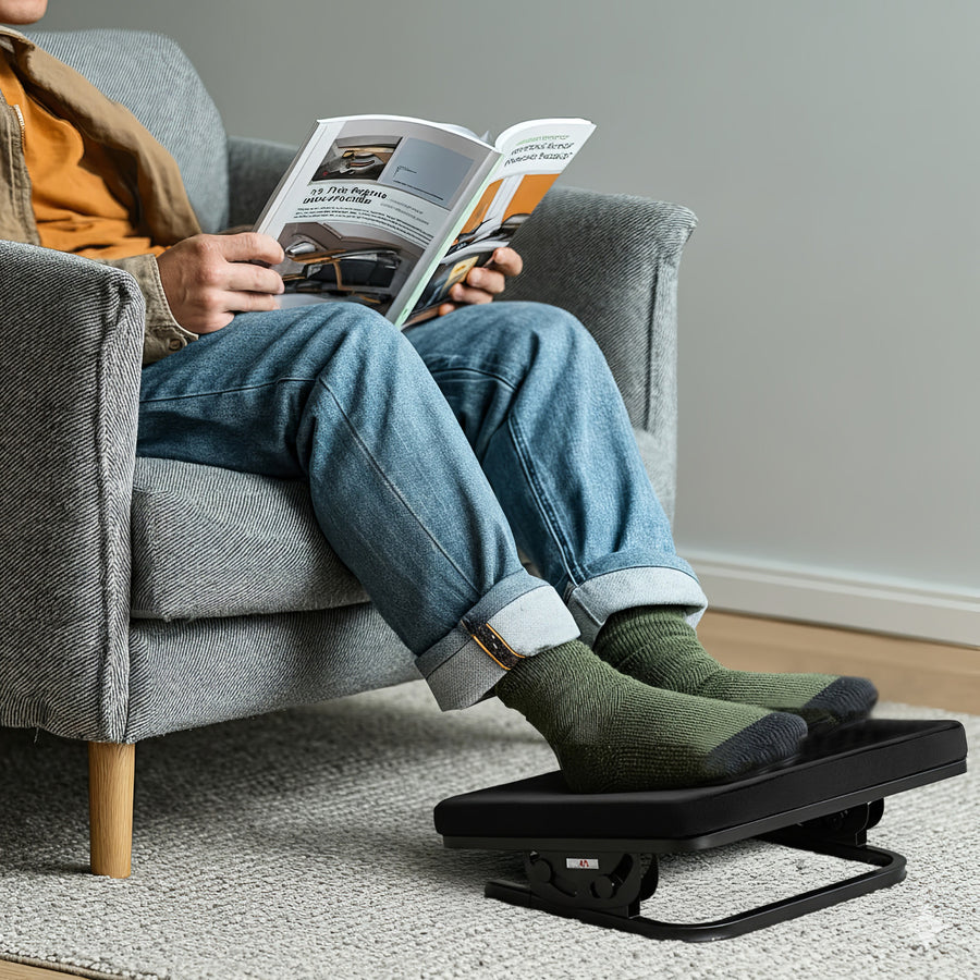 Apoio ergonómico para os pés Maclean MC-460, apoio para as pernas, ângulo infinitamente ajustável, almofada removível