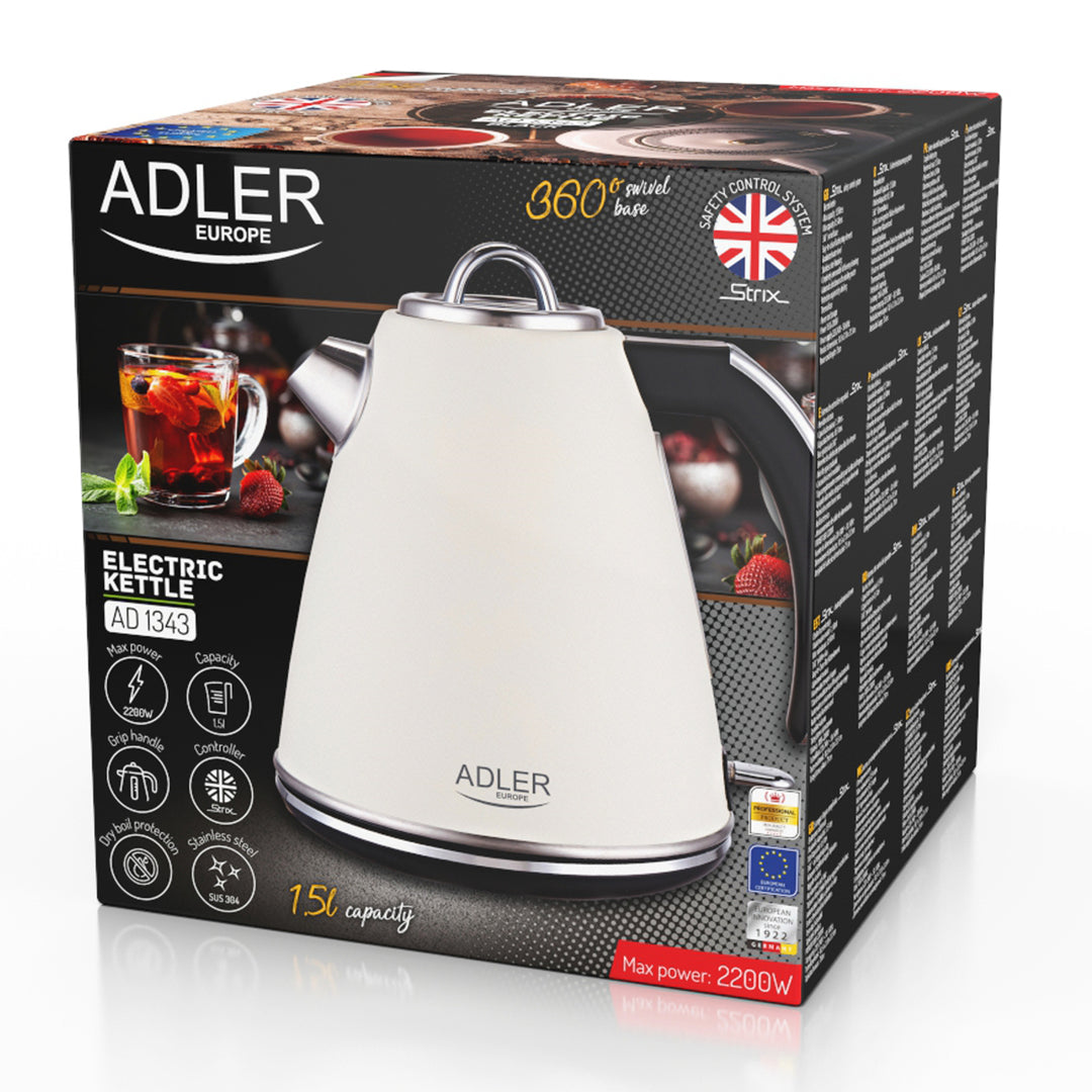 Hervidor de metal 1,5 L STRIX Adler AD 1343 crema - color beige