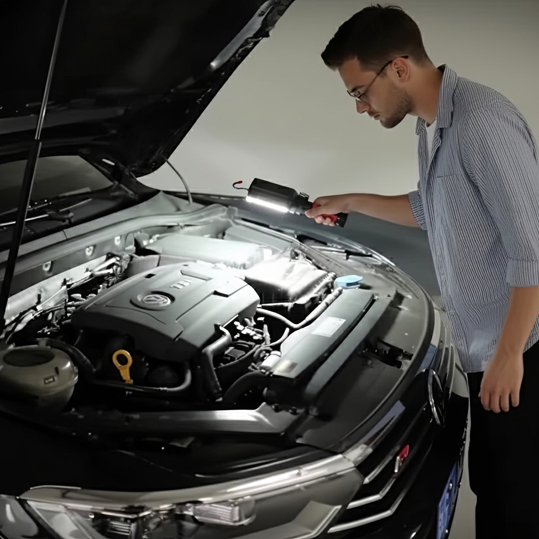 Maclean MCE307 Lámpara de Taller Lámpara Magnética COB 2x1200mAh, 700lm, USB Tipo-C/Micro USB