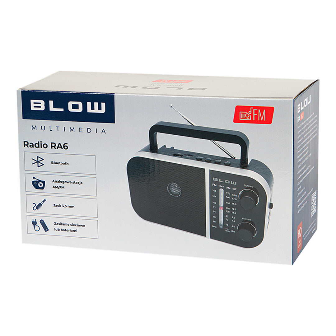 Blow Radio analógica portátil AM/FM RA6 alimentada por pilas y red eléctrica