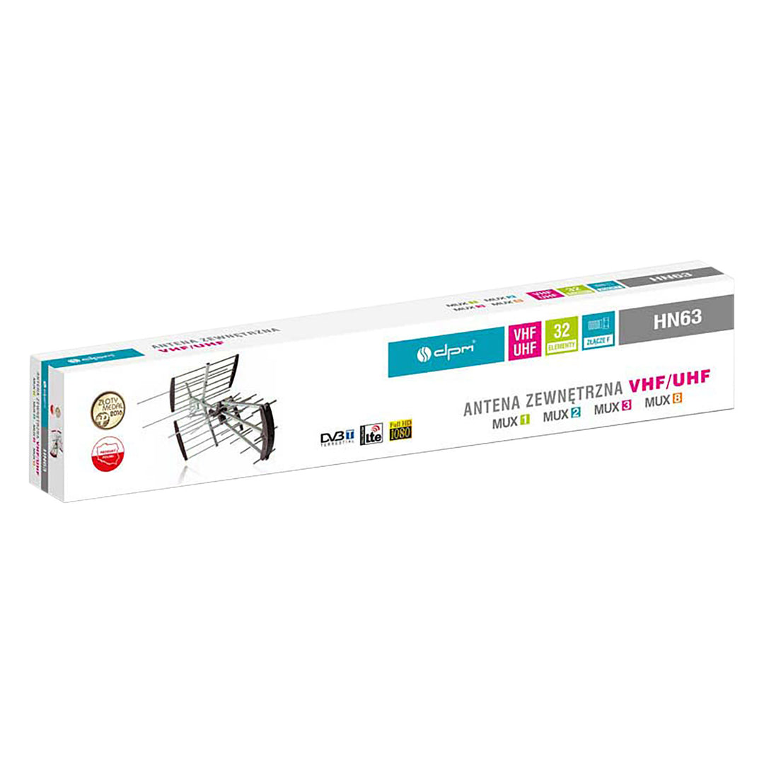 Antena direccional DVB-T / DVB-T2 DPM HN63NWZ con filtro LTE, 32 EL, con amplificador
