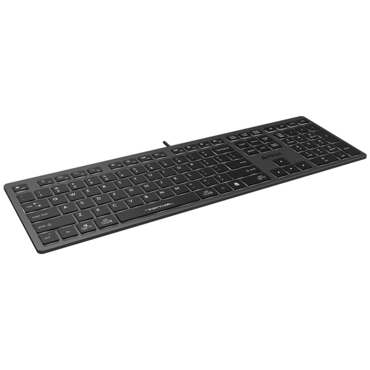 Teclado para jogos A4tech FX60H QWERTY 12 teclas de navegação multimídia 2 portas USB Plug &amp; Play Porta USB com cabo de 1,5 m de comprimento (luz de fundo branca)