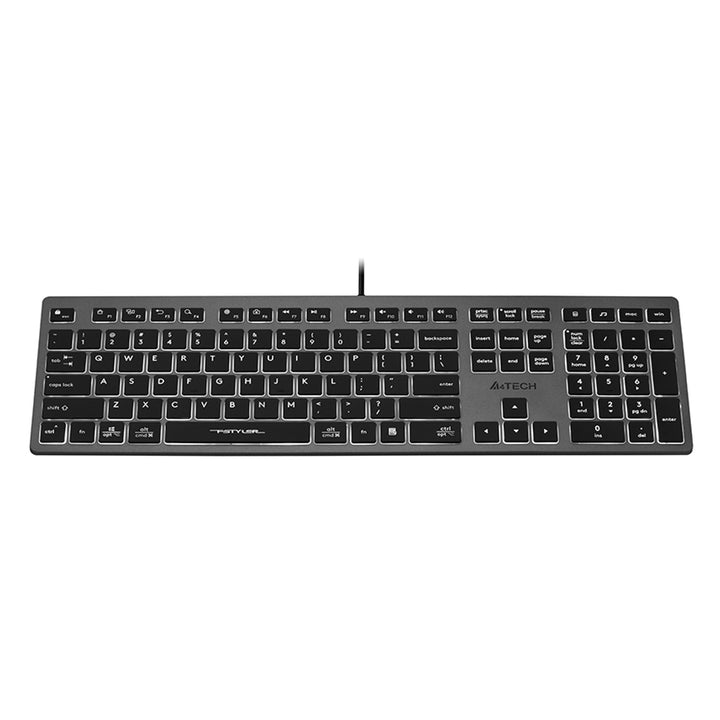 Teclado para jogos A4tech FX60H QWERTY 12 teclas de navegação multimídia 2 portas USB Plug &amp; Play Porta USB com cabo de 1,5 m de comprimento (luz de fundo branca)