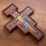 Cruz em Madeira de São Damiano - Cruz Castanha de São Francisco 22x16x1,8cm