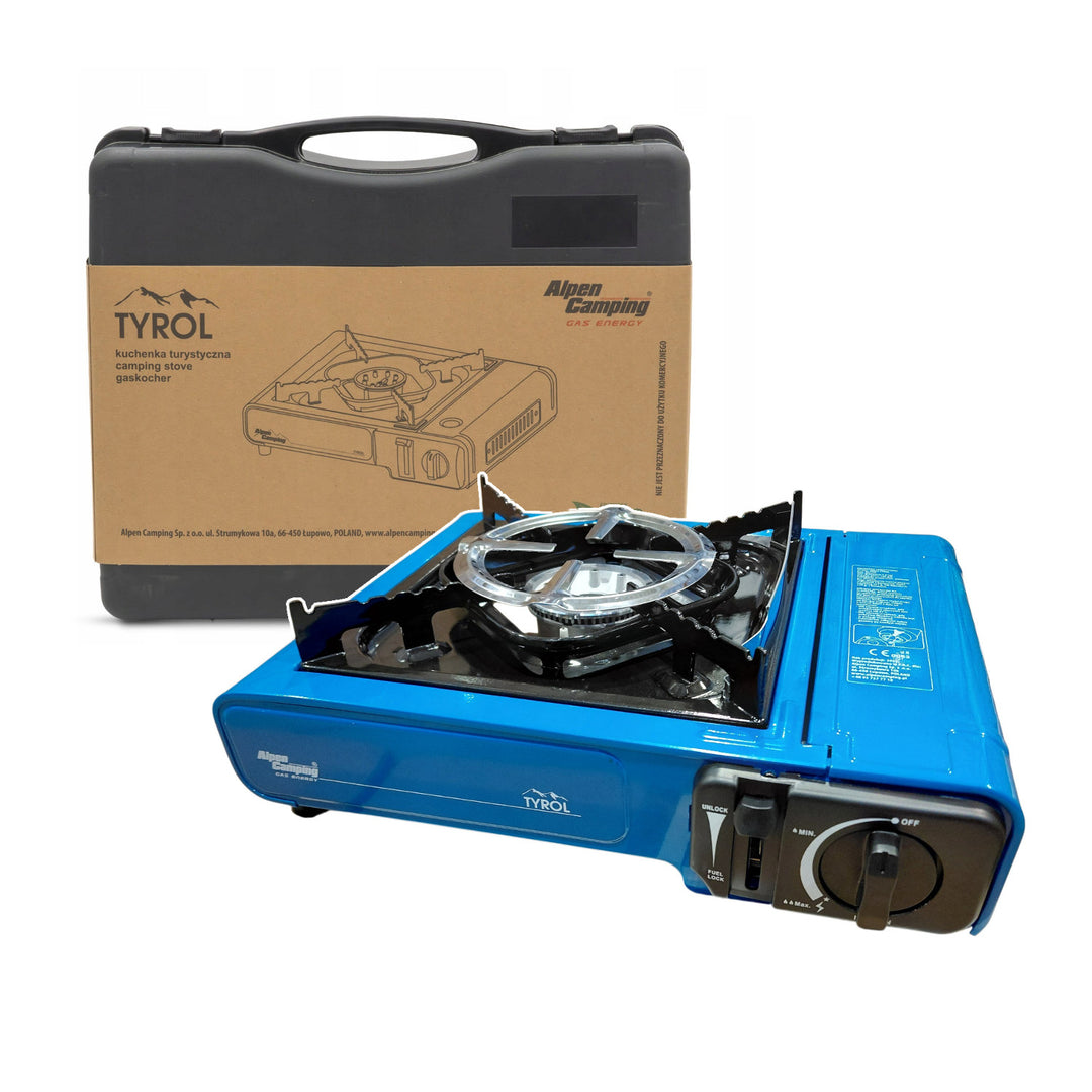 Hornillo de gas para camping Alpen Camping TYROL IK002 probado en todas las condiciones