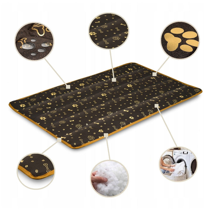 Prestige Manta Impermeable para Perro Colchoneta Duradera para Perro con Patrón de Hueso Dorado en Marrón (120x80cm)