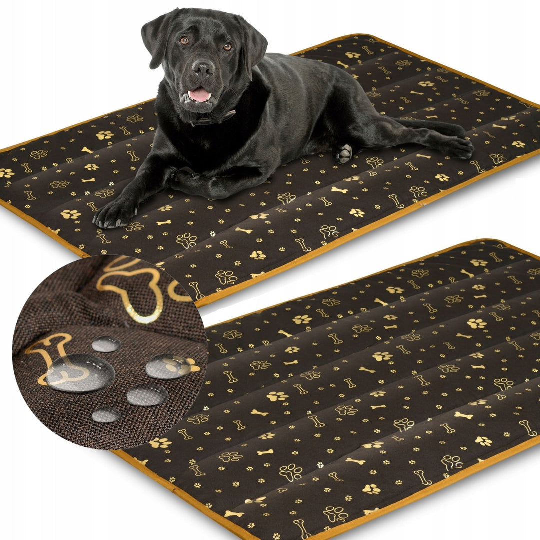Prestige Manta Impermeable para Perro Colchoneta Duradera para Perro con Patrón de Hueso Dorado en Marrón (120x80cm)