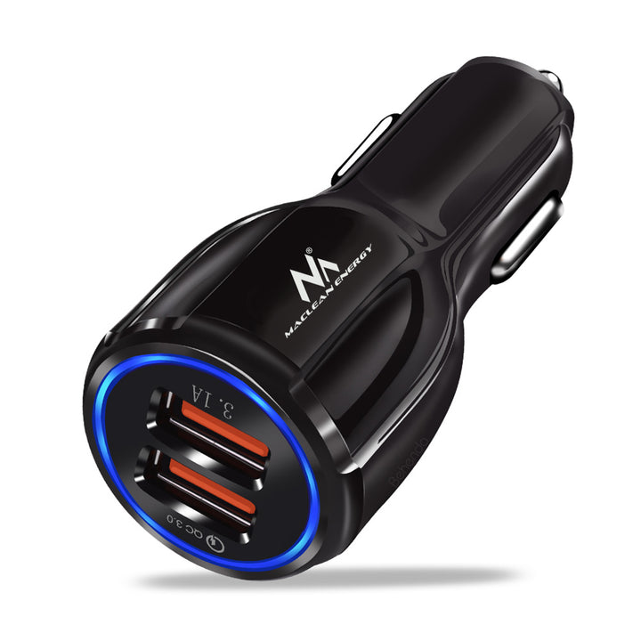 Cargador de coche Maclean, Qualcomm Quick Charge, QC 3.0 - toma 5V/3A, 9V/1.8A, 12V/1.6A, 5V/3.1A con cable USB Lightning