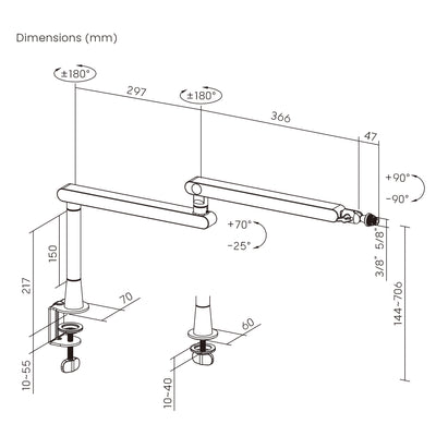 Maclean MC-971 Soporte de Micrófono Profesional, Soporte Universal, Brazo boom, max. 2kg