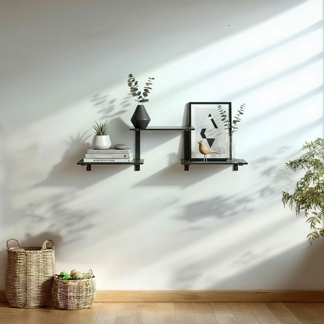 Maclean MC-974 Estanterías Modulares de Tres Niveles, Estante Mural, Carga máxima 30kg