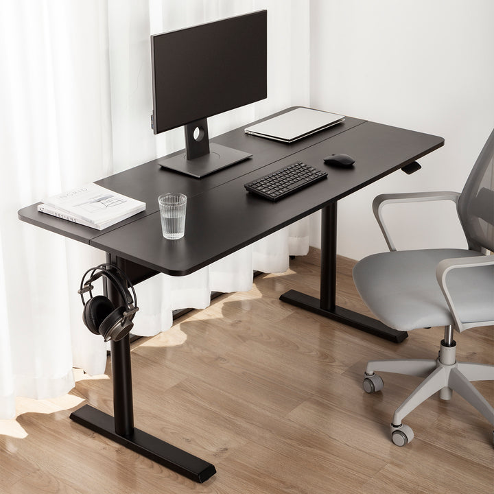 Ergo Office ER-453 Escritorio con tablero 140x68cm, Muelle de gas, Regulable en altura, Escritorio para trabajar de pie o sentado, Altura máxima 115cm