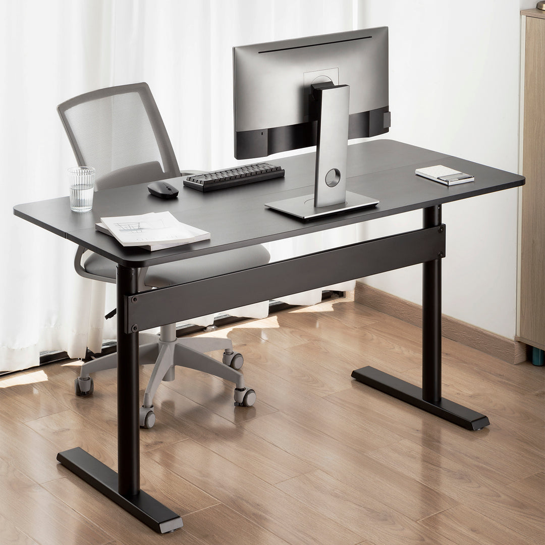 Ergo Office ER-453 Escritorio con tablero 140x68cm, Muelle de gas, Regulable en altura, Escritorio para trabajar de pie o sentado, Altura máxima 115cm