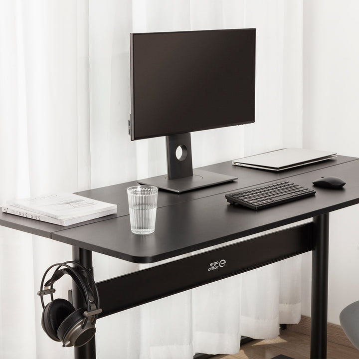 Ergo Office ER-453 Escritorio con tablero 140x68cm, Muelle de gas, Regulable en altura, Escritorio para trabajar de pie o sentado, Altura máxima 115cm