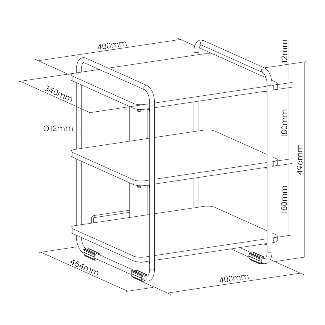 Maclean MC-978 Elegante mueble de 3 estantes, Librería con Baldas, Carga máx. 90kg, 454x400x496mm