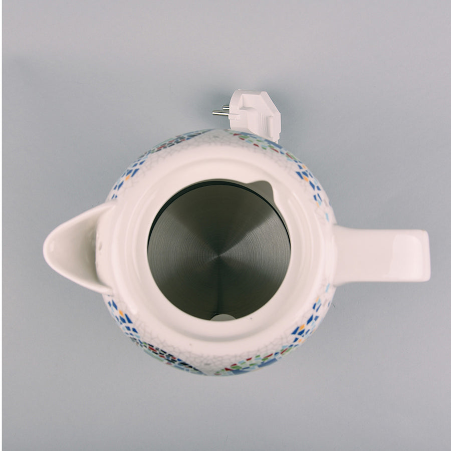 Chaleira elétrica de cerâmica Maestro MR068 de 1,5 L com padrão decorativo em mosaico oriental, desligamento automático, proteção contra sobreaquecimento, ficha de 3 pinos para o Reino Unido