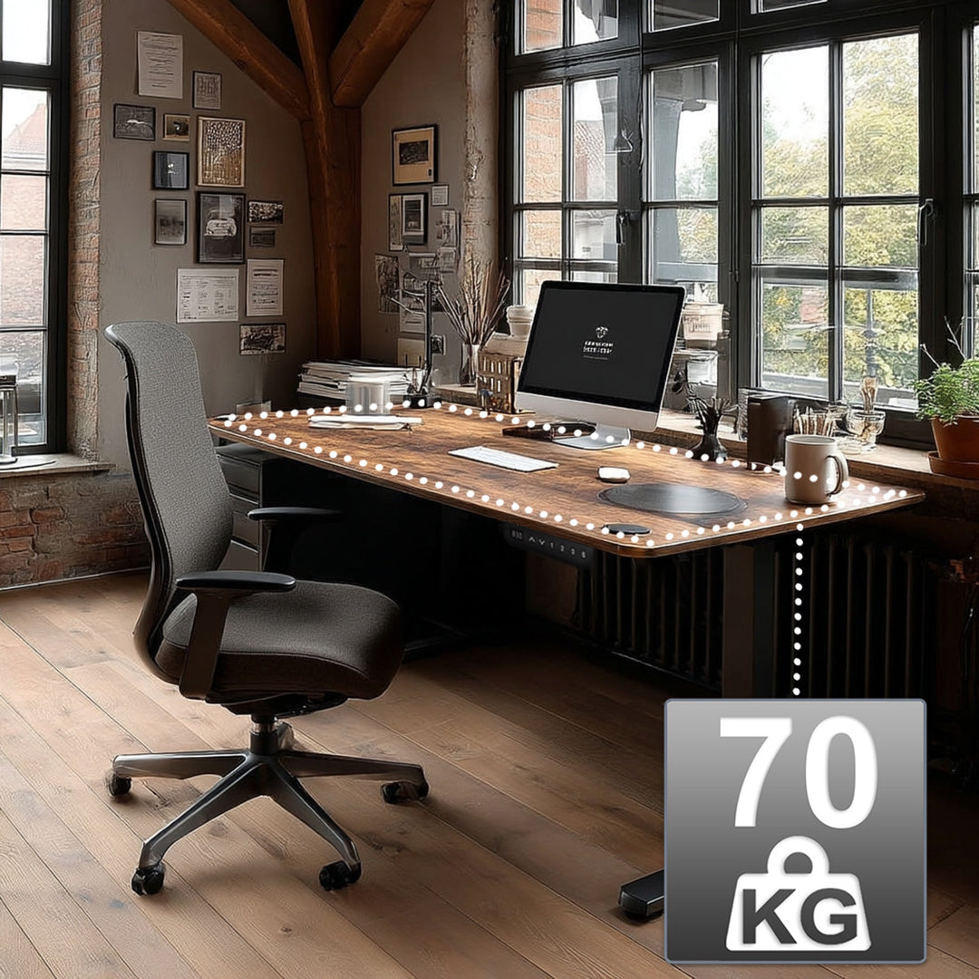Ergo Office ER-451 Escritorio de altura regulable eléctricamente, para estar de pie y sentado, altura máxima 114cm