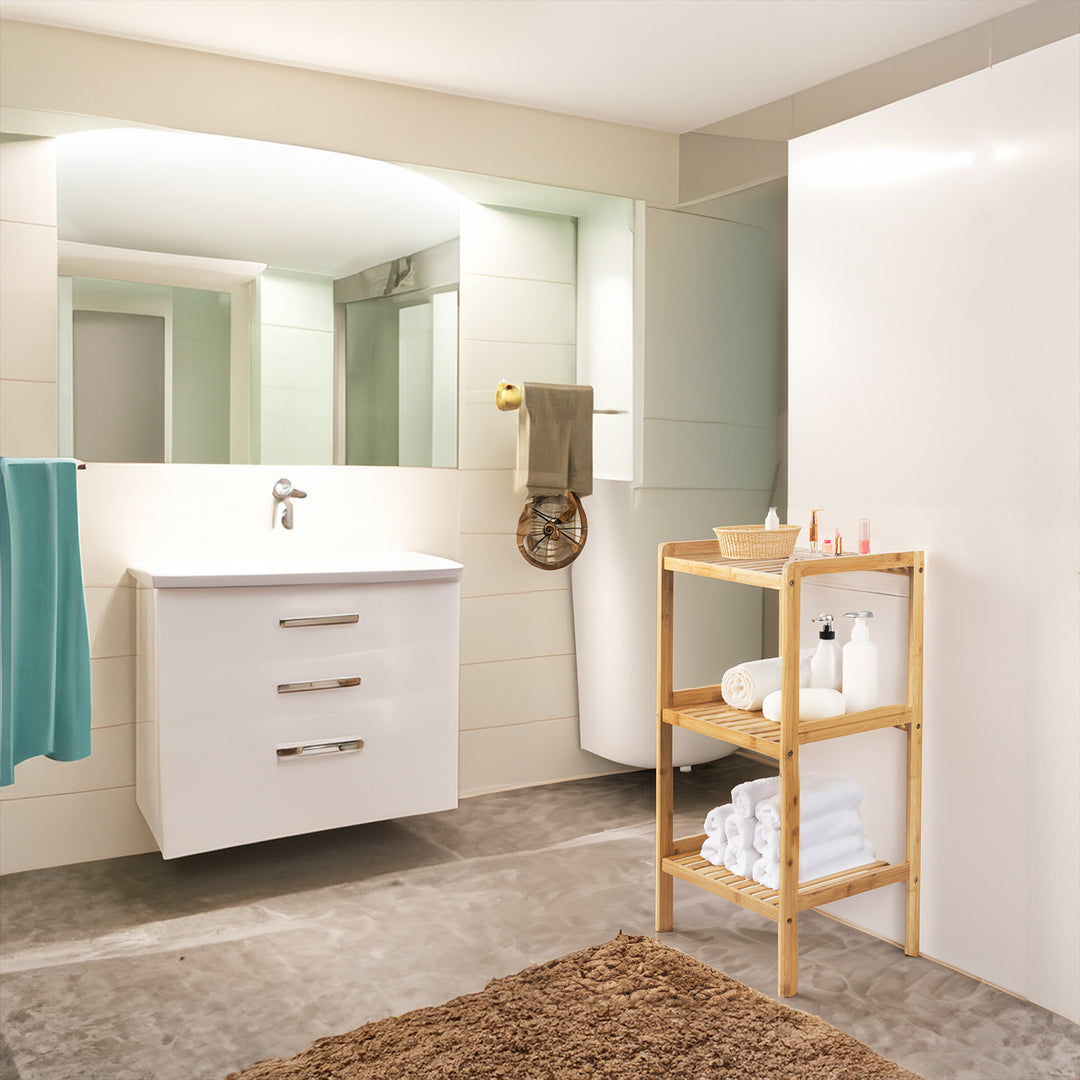 GreenBlue GB321 Mueble de Baño, Estantería de Bambú con 3 Estantes, 370x330x780mm