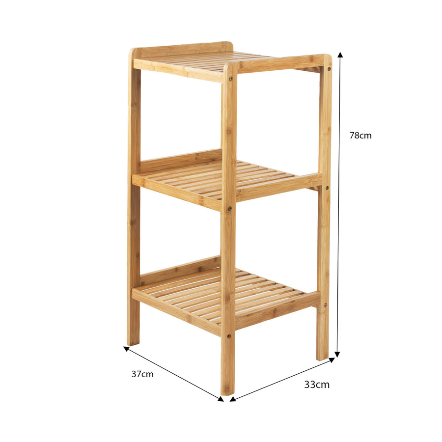 Móveis de casa de banho GreenBlue GB321, estante em bambu com 3 prateleiras, 370x330x780 mm