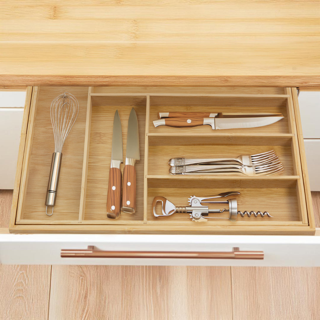 Organizador de cubiertos de bambú extensible GreenBlue, 325-500x430x45mm, GB379