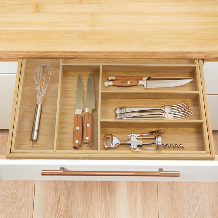 Organizador de cubiertos de bambú extensible GreenBlue, 325-500x430x45mm, GB379